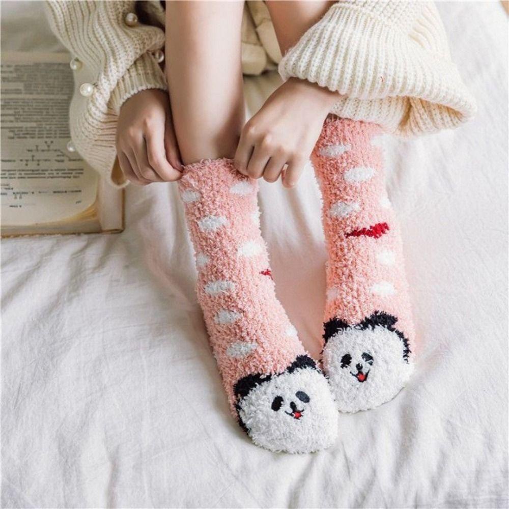 CLEOES Vớ Lông Cừu San Hô Dày Họa Tiết Động Vật Hoạt Hình Dễ Thương Cho Bé