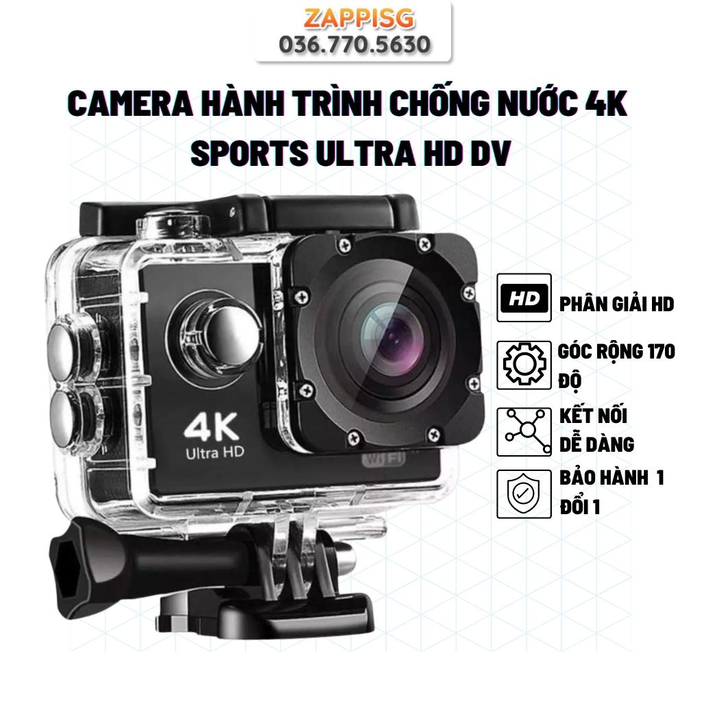 Camera Hành Trình, Hành Động Sport Cam Wifi 4k Có Remote Chống Rung, Chống Nước – Bảo Hành Lỗi 1 Đổi 1 toàn quốc