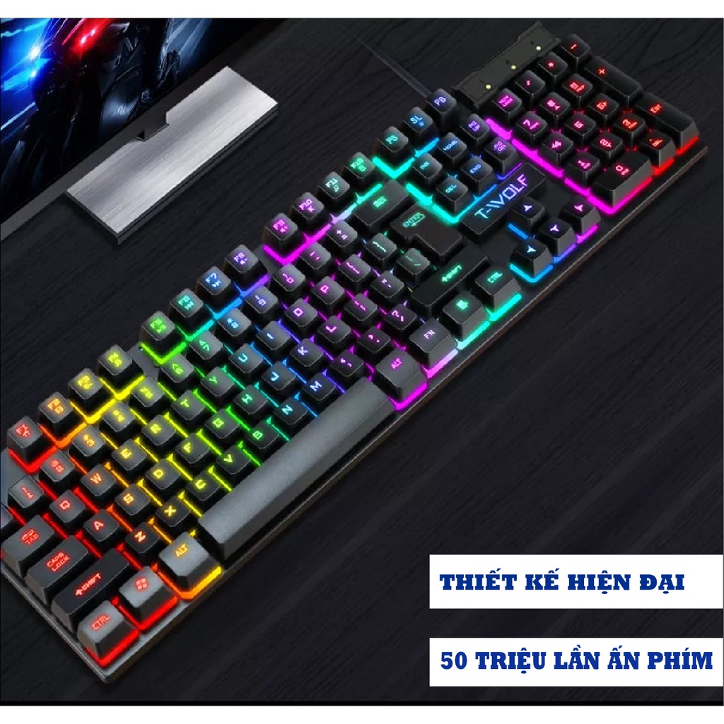 Bàn Phím Giả Cơ Màu Đen Có Dây T-WOLF T20 Gaming Văn Phòng
