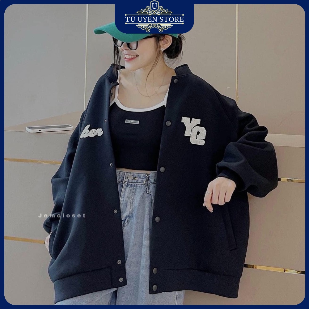 Áo Bomber Nỉ Unisex Lót Lông Y9 - Áo Khoác Nam Nữ Dáng Rộng 2 Lớp Cao Cấp