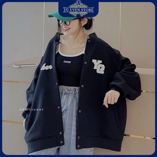 Áo Bomber Nỉ Unisex Lót Lông Y9 - Áo Khoác Nam Nữ Dáng Rộng 2 Lớp Cao Cấp