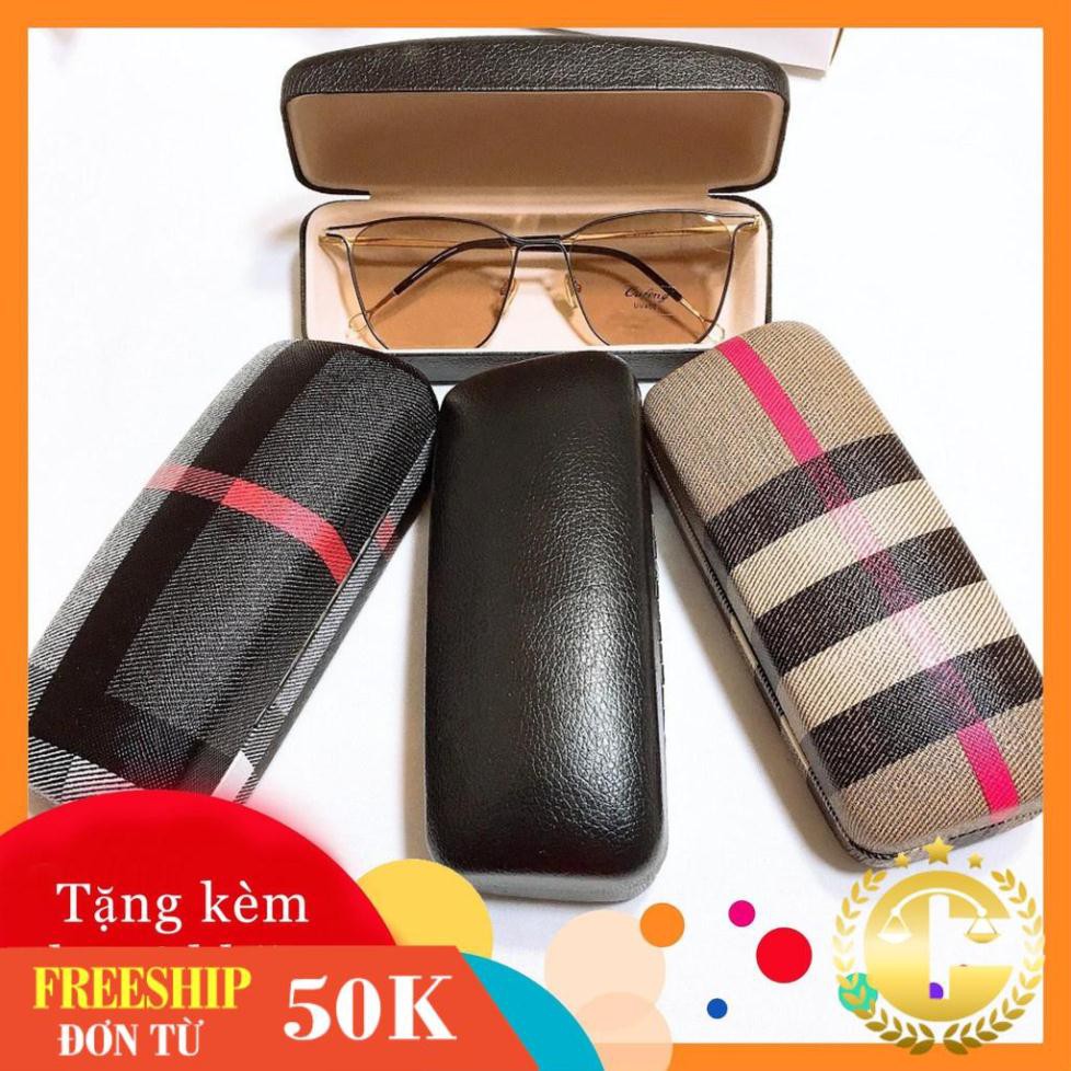 Hộp da đựng kính mát, hộp kính mát nhiều màu -gọng kính giả cận thời trang nhận cắt mắt cận viễn loạn