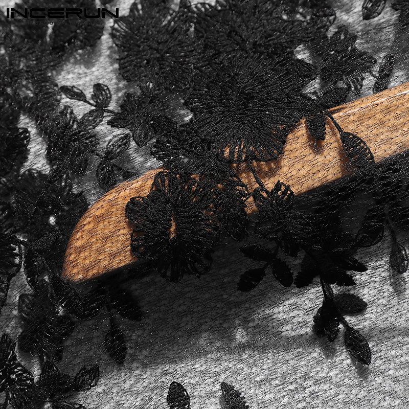 Áo ngắn INCERUN không tay họa tiết hoa thời trang cho nam