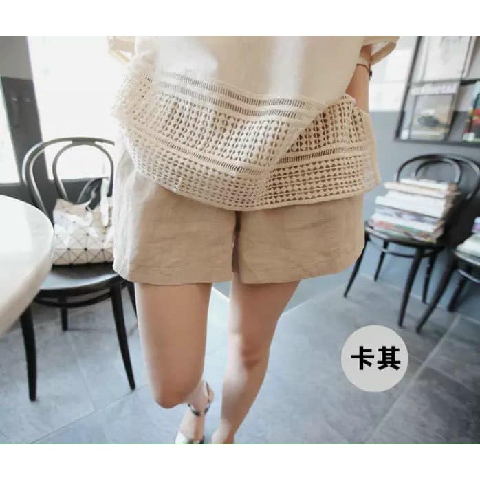 Quần Short Nữ Chất Đũi Cuộn Zara Chun Sau Mềm Mại