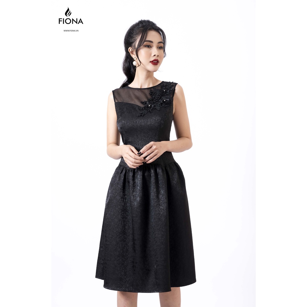 Đầm Gấm Nữ FIONA, Đầm Xòe Bồng Thanh Lịch Nữ Tính Mã F450682