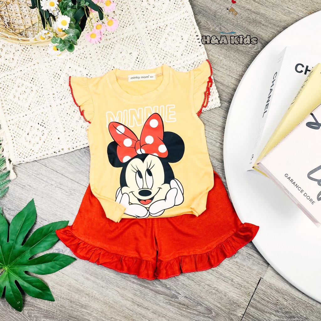 [Bé 20-32kg] Bộ Ngắn tay cánh tiên quần bèo thun lạnh in hình dành riêng cho bé gái xinh yêu từ 20-32kg