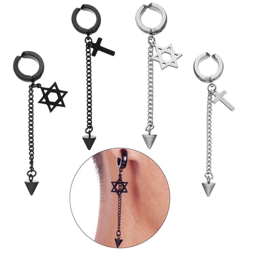 Bông Tai Dạng Xích Không Xỏ Lỗ Phong Cách Punk Thời Trang