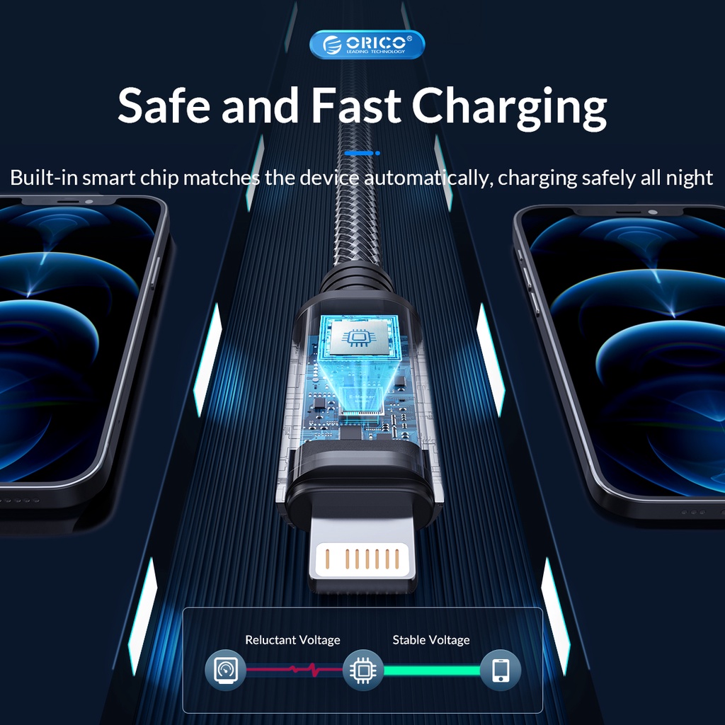 Cáp sạc nhanh ORICO C2L USB C to Lightning PD 29W phù hợp cho smartphone