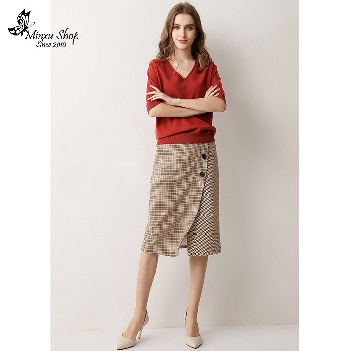 Áo len kiểu nữ đẹp Minxu Shop, áo len Quảng Châu tay lỡ cổ V  bo gấu nhiều màu nhiều size (ALN)