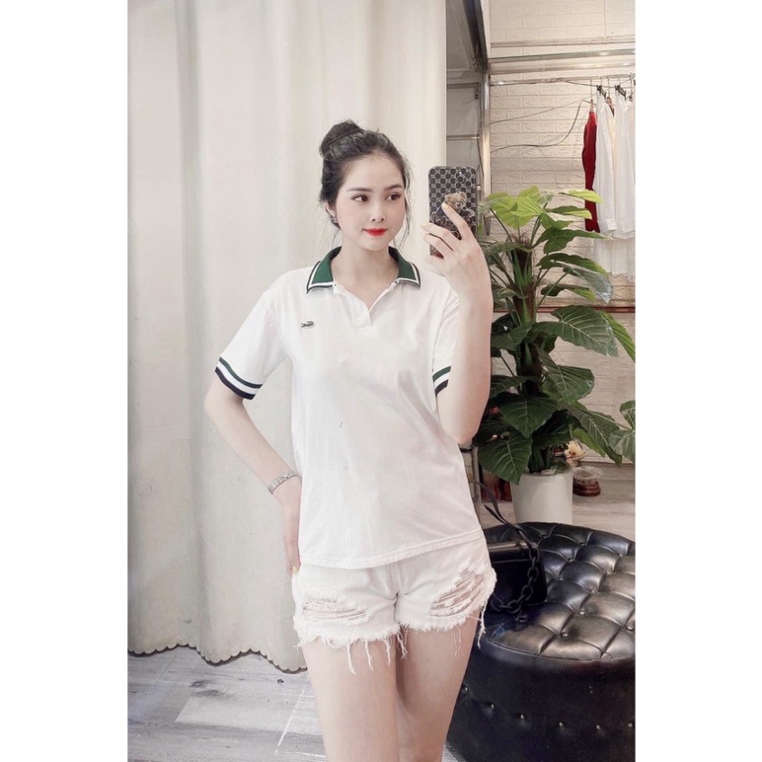 Áo polo nữ cổ xanh thêu hình cá sấu HN844 0421