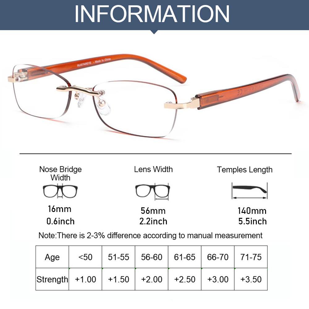 MOILYVN Kính Đọc Sách + 1.0 + 3.5 Kính Lúp Không Gọng Chống Ánh Sáng Xanh