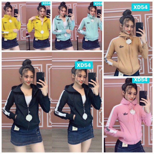 Áo khoác nữ thun da cá thêu chữ viền sọc trắng | BigBuy360 - bigbuy360.vn