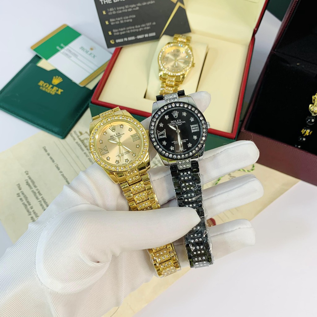 Đồng hồ nữ Rolex mặt tròn đính đá sang trọng dây kim loại cao cấp DHN609 Shop404