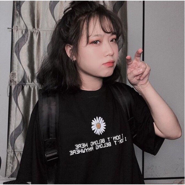 [FREESHIP ĐƠN TỪ 50K] Áo phông hoa cúc màu đen HSU
