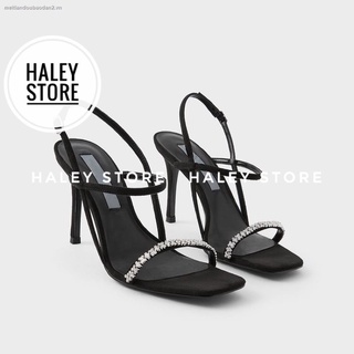 Giày cao gót 9cm HALEY STORE quai xoàn mảnh đính đá mũi vuông thanh lịch