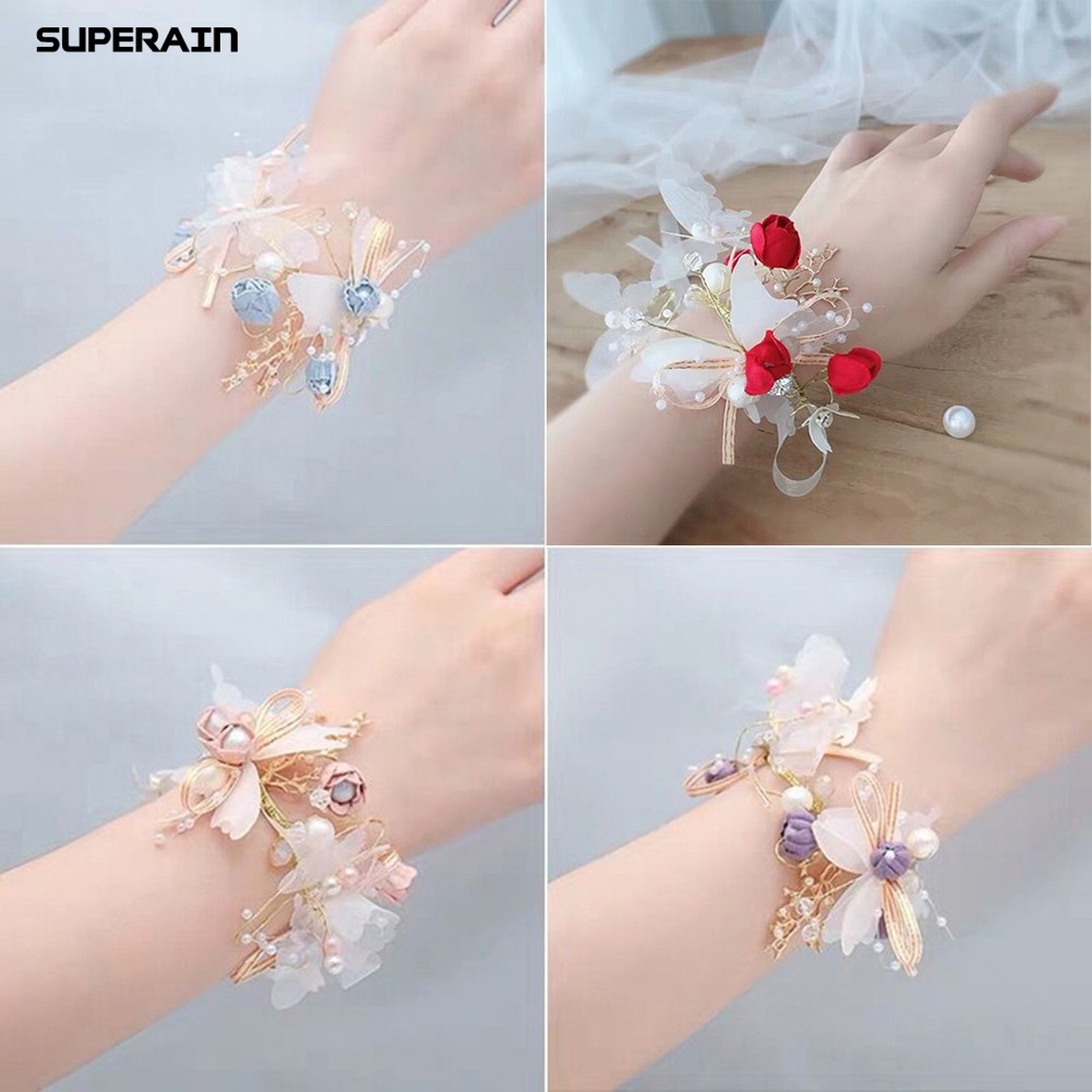 Superain Mới Vòng Tay Co Giãn Đính Hoa Bướm Phù Dâu Đám Cưới
