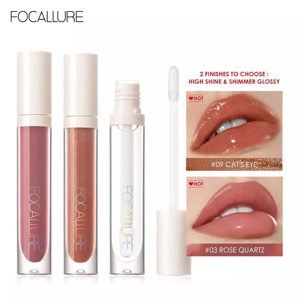FOCALLURE Glitter Jelly Liquid Lip Gloss/Moisturizing Lip Glaze/Plumping Shiny Lipstick/Brightening Lasting Nourishing Cosmetic Makeup/Oil Lips Tint