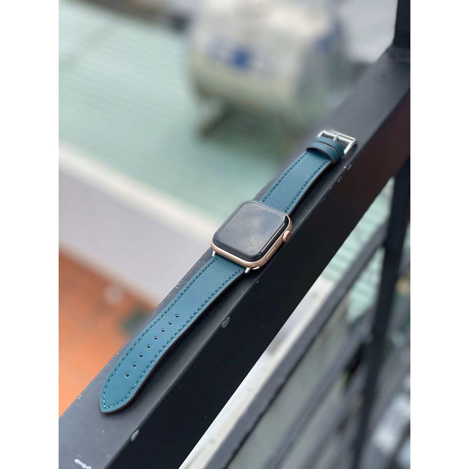 Dây da H.E.R.M.E.S màu xanh ngọc cực chất dành cho Apple Watch