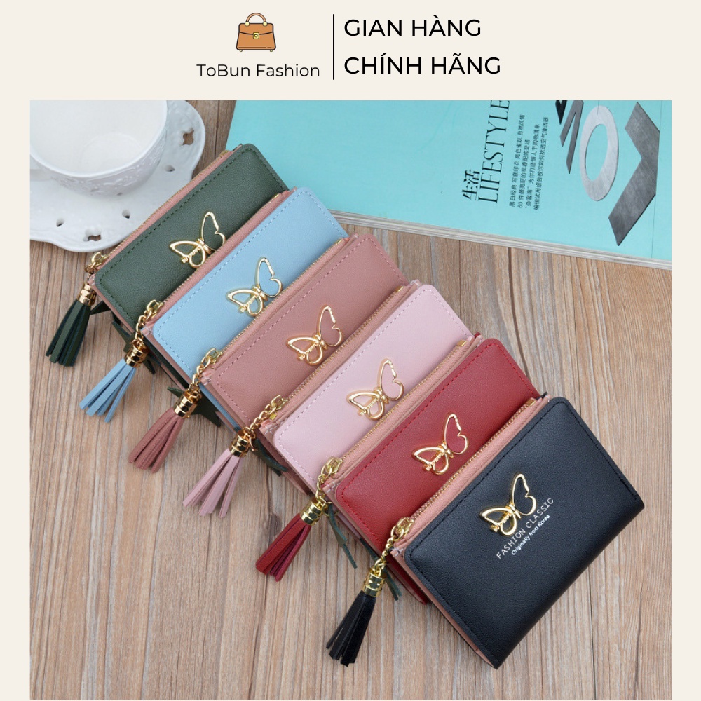 Ví nữ nhiều ngăn, bóp nữ Tobun Fashion có khoá kéo chất liệu da PU phong cách Hàn Quốc V04