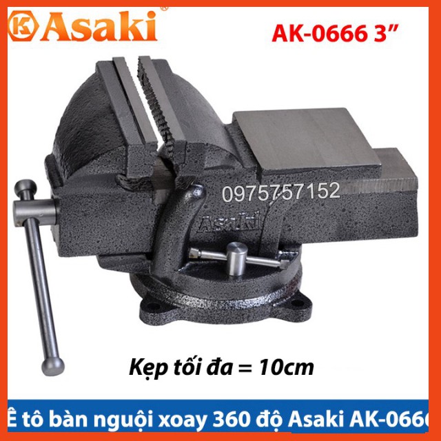 [SALE] Ê tô bàn nguội xoay 360° Asaki AK-0666 3'' - Khả năng kẹp 10cm AK-666