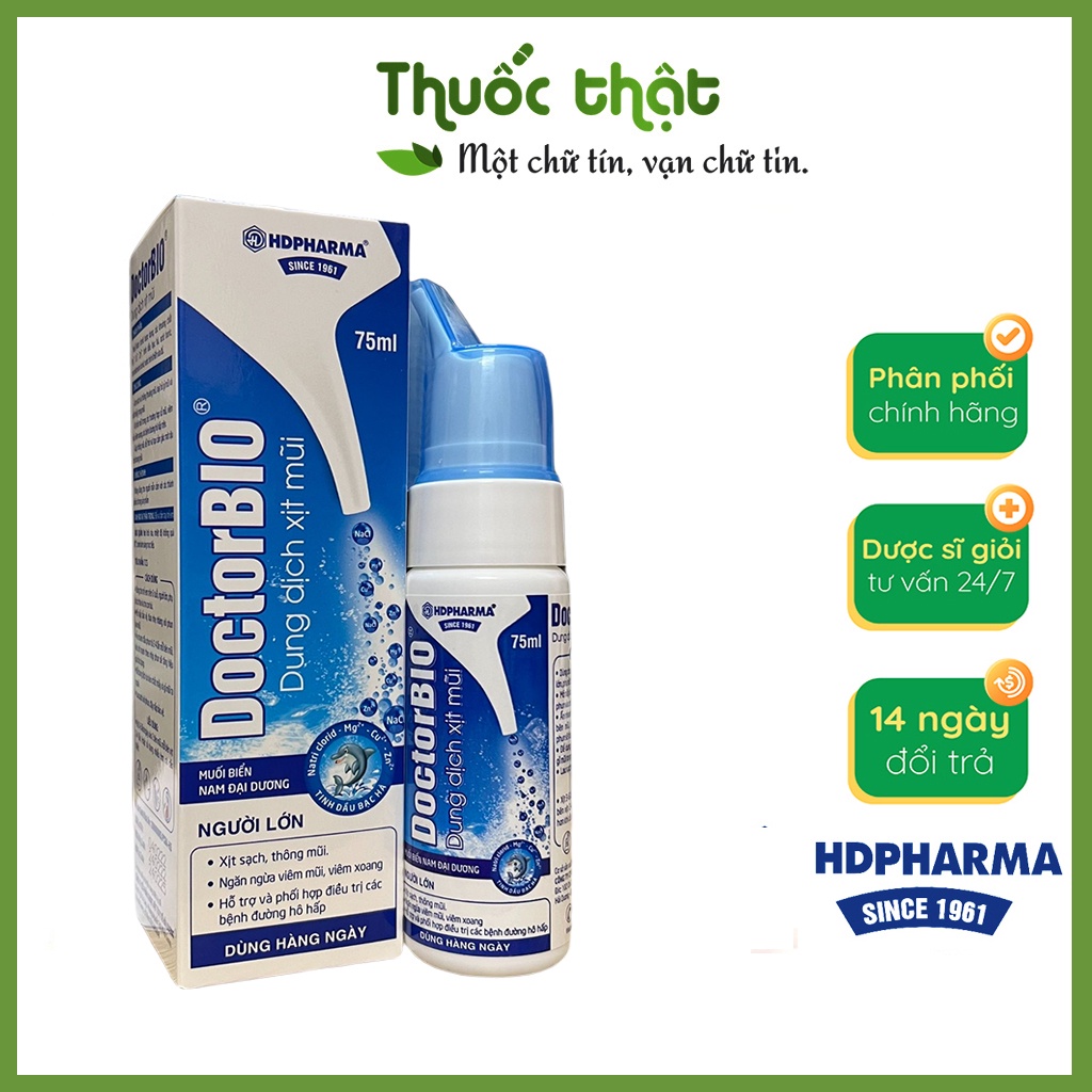 Dung Dịch Xịt Mũi Muối Biển Doctor Bio 75ml - Xịt Sạch ,Thông Mũi,Hỗ Trợ Các Bệnh Về Đường Hô Hấp