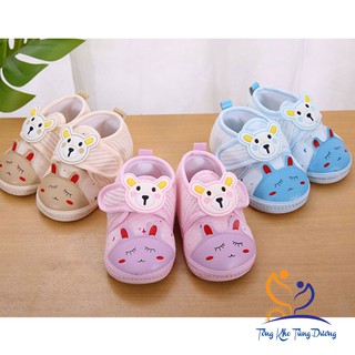 [Đế kép]Giày tập đi cho bé trai và bé gái đế kép cao su mềm hình Gấu tai dài DK0200GTD