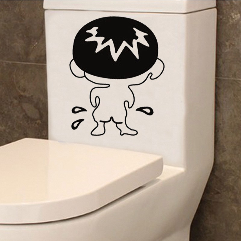 Decal dán toilet ngộ nghĩnh dễ thương, trang trí bồn cầu hình em bé AmyShop