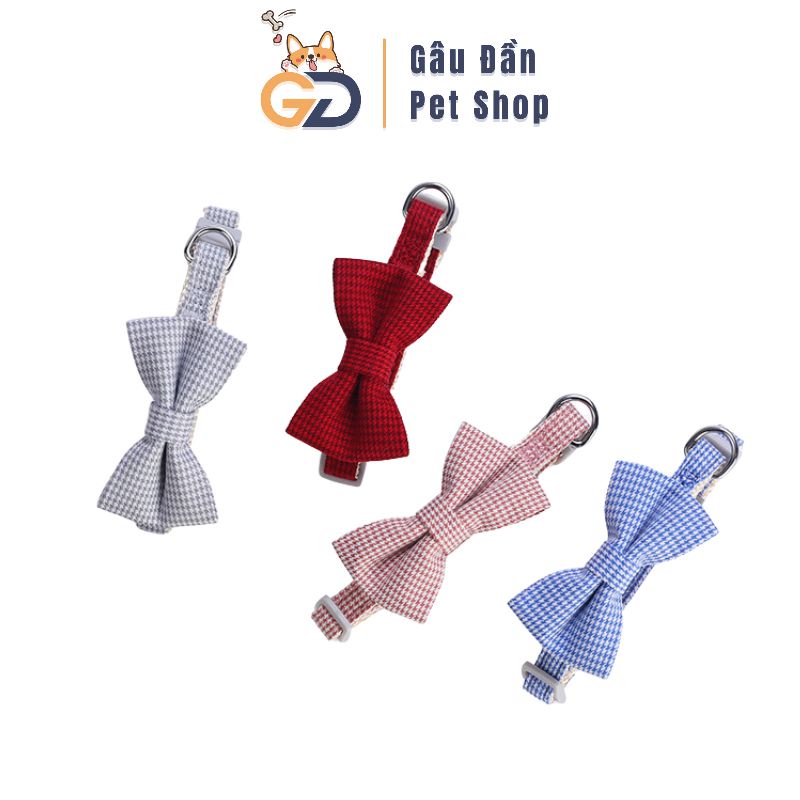 Vòng Cổ Chó Mèo - Vòng Cổ Nơ Caro Cho Chó Mèo