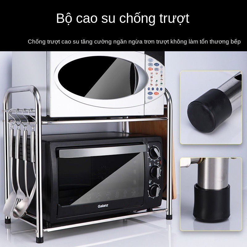 Kệ bếp bằng thép không gỉ có thể điều chỉnh Giá để lò vi sóng đựng gia vị đơn và hai lớp đỡ nướng đục lỗ miễn ph