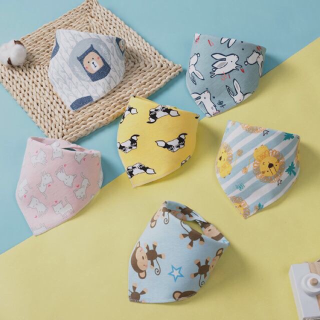 Set 10 Khăn Yếm Tam Giác 100% cotton mềm mịn