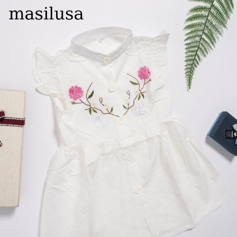 Đầm linen bé gái 3-7 TUỔI, 15KG-35KG bé gái Mùa Hè Size 15kg 35kg