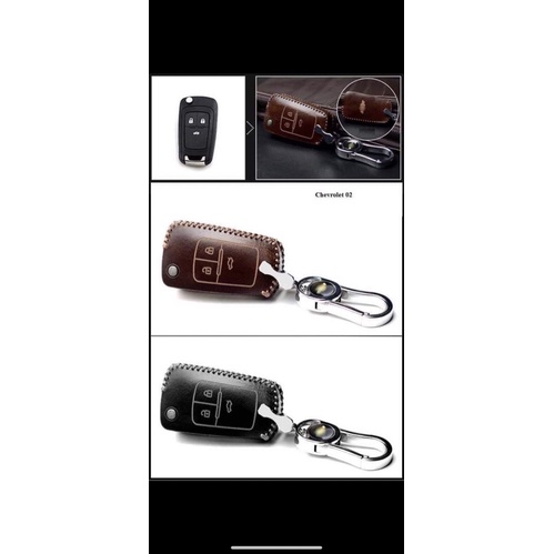 Bao da Bảo Vệ Chìa Khóa Xe Chevrolet Cruze, Colorado da thật khâu tay,bọc chìa khoá