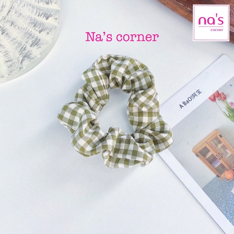 Thun cột tóc vải caro size nhỏ chun buộc tóc