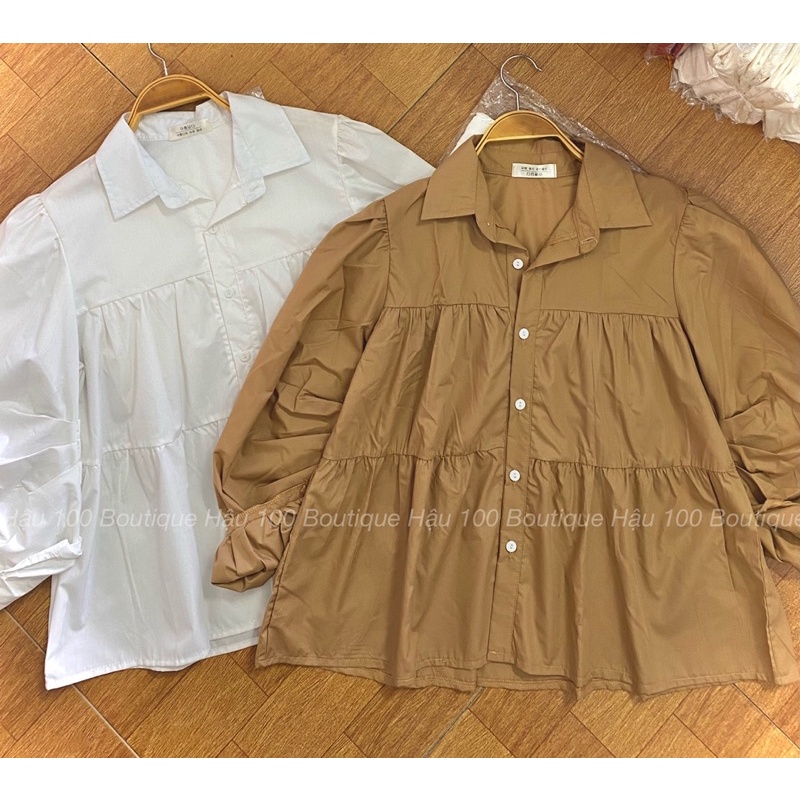 Áo sơmi babydoll tiểu thư tay bồng vintage