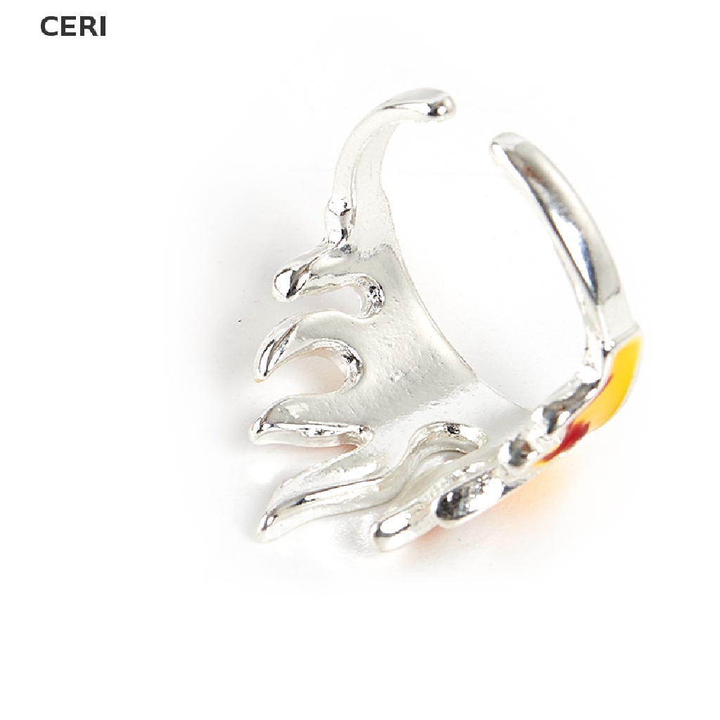 CE Goth Punk Flame Ring Women Men Girls Boys Hip Hop Flame Opening Party Ring RI