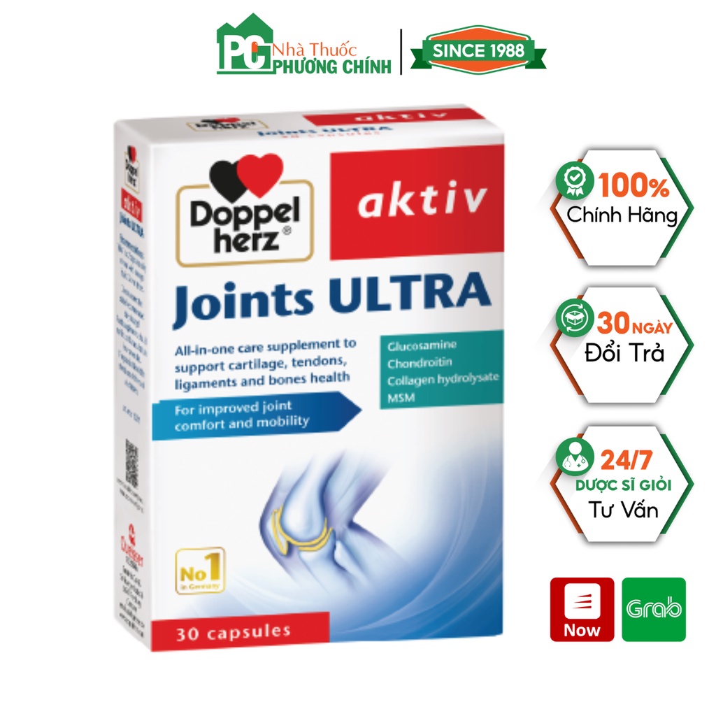 Viên Uống Xương Khớp Doppelherz Aktiv Joints Ultra Giúp Giảm Thoái Hóa Khớp, Bôi Trơn &amp; Bảo Vệ Sụn Khớp (Hộp 30 Viên)