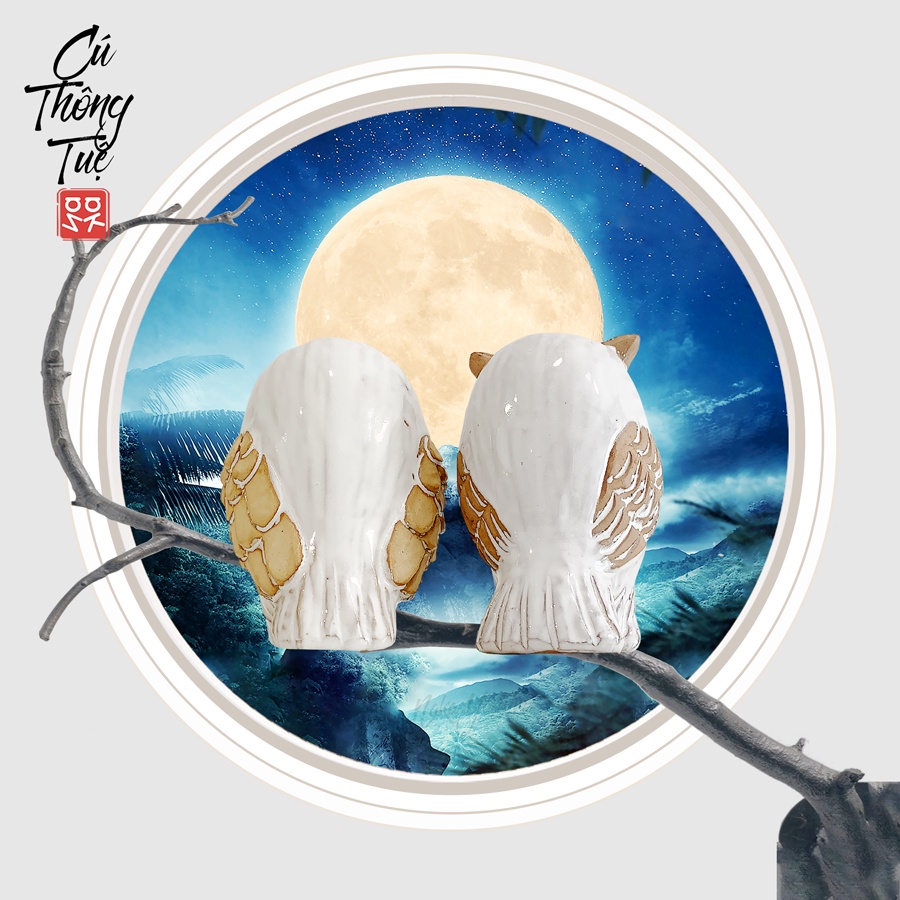 Tượng Cú Mèo Gốm Decor Trang Trí Xuất Khẩu