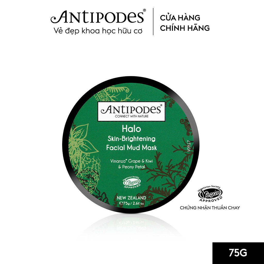 Mặt Nạ Bùn Làm Sáng Da Antipodes Halo Skin-Brightening Facial Mud Mask 75ml
