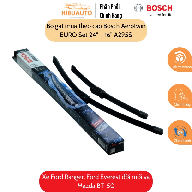 Bộ Gạt Mưa Bosch Aerotwin EURO Set Nhiều Kích Thước Sử Dụng Cho Nhiều Dòng Xe Khác Nhau - Chính Hãng