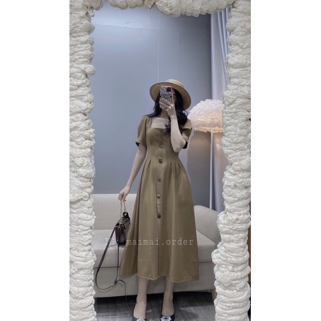 VÁY CỔ VUÔNG BO EO