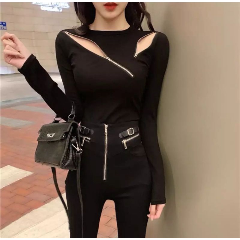 |ORDER TAOBAO| Áo thun ôm có khóa kéo sexy