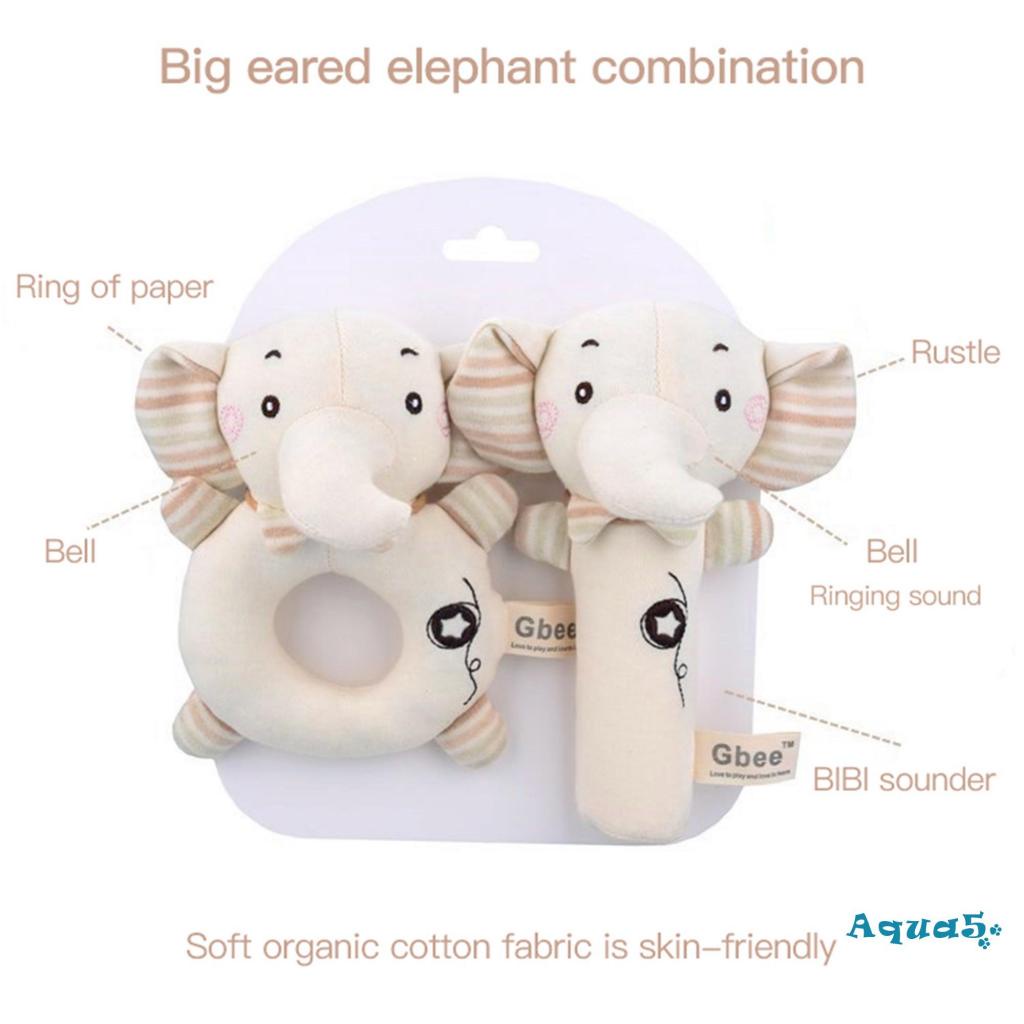 AQQ- Đồ chơi lục lạc lông mềm hình thỏ/gấu con/voi dễ thương cho bé sơ sinh