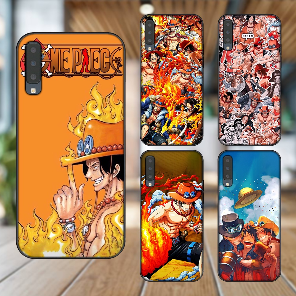 Ốp lưng Samsung A7 2018 viền đen in hình Ace One Piece