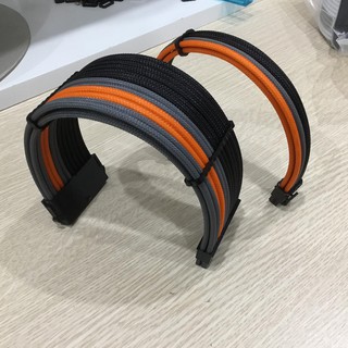 DÂY NGUỒN BỌC LƯỚI NỐI DÀI MÀU CAM ĐEN XÁM CAO CẤP BLACKGREYORANGE01