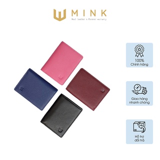 HESTIA - Ví unisex nhỏ gọn MINK da bò thật nguyên tấp lớp 1 màu hồng - IQ20-32