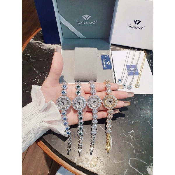 Đồng hồ nữ FUNMEI 25mm chính hãng máy Nhật Miyota đính đá swarovski chắc chắn full box thẻ bảo hành 12 tháng