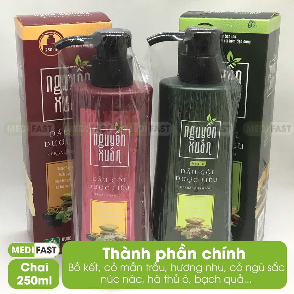 Dầu gội giảm gầu dược liệu Nguyên Xuân ngăn ngừa gàu, giảm ngứa - có vòi chai 250ml từ thảo dược