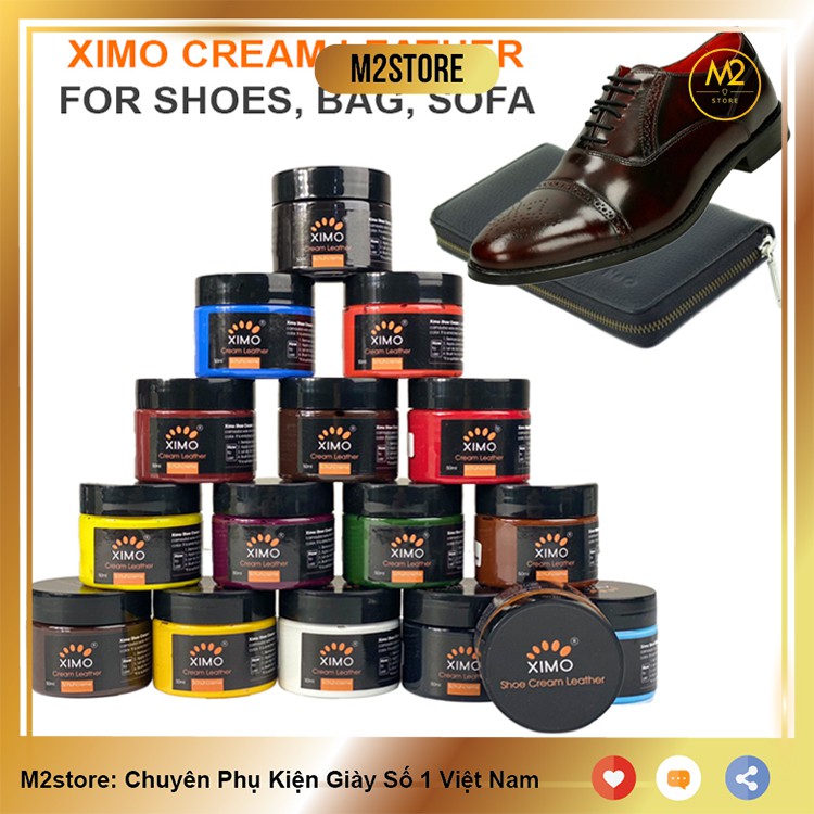 Xi kem đánh giày chuyên sửa vết bong tróc cho đồ da và đánh bóng túi ví, áo, ghế da Ximo Leather Cream (50ml) XDG02