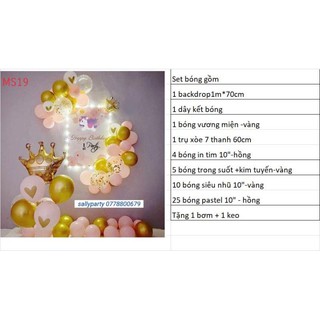 (KÈM BACKDROP) SET BÓNG TRANG TRÍ SINH NHẬT SIÊU CUTE
