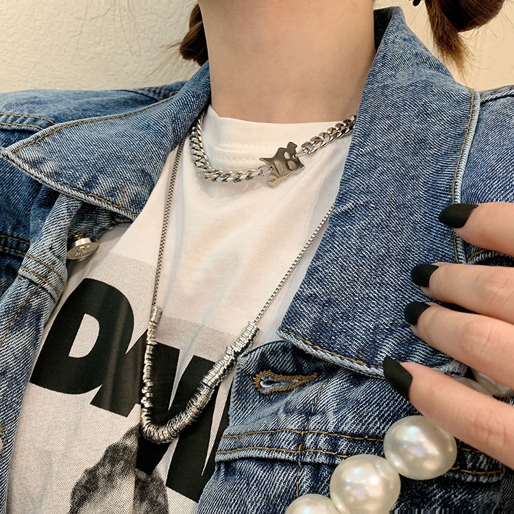 Vòng cổ Thép Titan Mặt Chữ Thời Trang Hip Hop